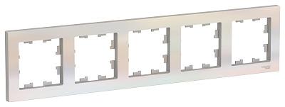 Рамка для розеток и выключателей 5 постов Atlasdesign горизонтальная универсальная жемчуг ATN000405 Schneider Electric