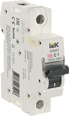 Автоматический выключатель IEK ARMAT, C1, одноА, однополюсный, 6 кА (AR-M06N-1-C001)