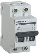 Автоматический выключатель GENERICA, C63, 63 А, двухполюсные, IEK (MVA25-2-063-C)