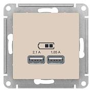 Розетка USB 5В двойная (2,1А и 1,05А), AtlasDesign, Schneider Electric (ATN000233)