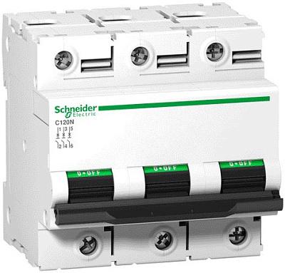 Автоматический выключатель Schneider Electric С120N C100, 100А, трехполюсный, 10кА (A9N18367)