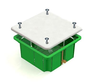 Коробка распределительная для гипсокартона, с металлическими лапками, 92х92х45мм, Greenel (GE41021)
