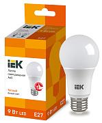 Светодиодная лампа IEK 9Вт, ECO A60 шар E27 3000K 810Лм 230В (LLE-A60-9-230-30-E27)