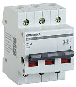 Выключатель нагрузки модульный GENERICA MNV15-3-025, трехполюсный, 25 А, IEK (MNV15-3-025)