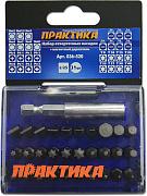 Набор бит "Профи" PH, PZ, Torx, LS HEX 25мм+магнитный держатель, кассета ПРАКТИКА (036-520)