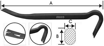 Лом-гвоздодёр, 900мм, INGCO INDUSTRIAL (HWBA01362)