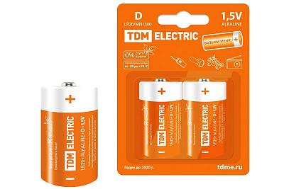 Батарейка D/LR20 Alkaline 1.5V BP-2, TDM (SQ1702-0012), продаются по 2шт