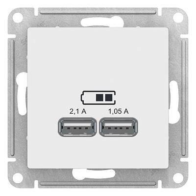 Розетка USB 5В 2-местная (2,1А и 1,05А), цвет белый, Schneider Electric (ATN000133)