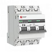 Автоматический выключатель EKF ВА 47-63 C6, 6А, трехполюсный, 4.5кА (mcb4763-3-06C-pro)