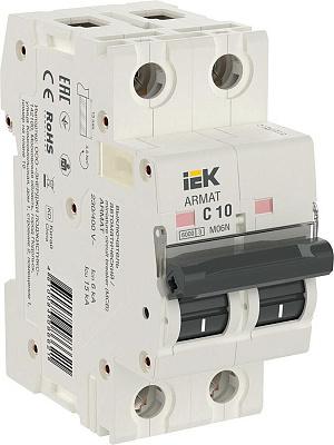 Автоматический выключатель IEK ARMAT, C10, 10 А, двухполюсный, 6 кА (AR-M06N-2-C010)